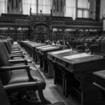 Sejm i Senat bez tajemnic: jak powstają ustawy i gdzie najczęściej wpadają haczyki Puste ławy i mównica w tradycyjnej sali obrad parlamentu